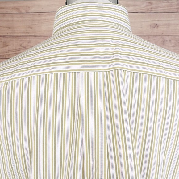 EDDIE BAUER RELAXED FIT WRINKLE RESISTANT GREEN STRIPED BUTTON DOWN SHIRT MENS L - Picture 7 of 8